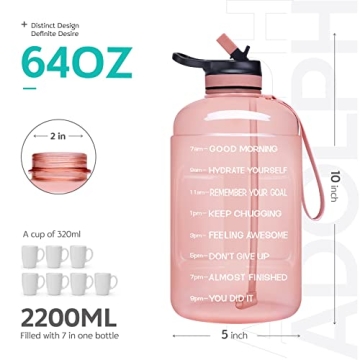 Half Gallon Motivational Water Bottle with Two Lids