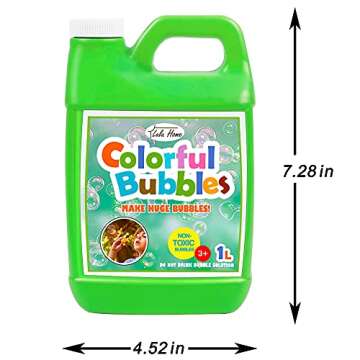 Lulu Home Bubble Concentrated Solution, 1 L/ 33.8 OZ Bubble Refill Solution for Kids Graduation Parties, Bubble Machine, Giant Bubble Wand, Bubble Blower Toys (Grass Green)