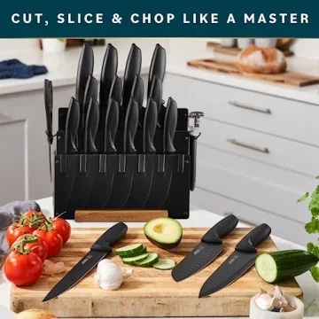 20-Piece Kitchen Knife Set with Sharpener and Block