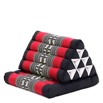 Leewadee 1-Fold Mat with Triangle Cushion – Comfortable TV Pillow, Foldable Mattress with Cushion Made of Kapok, 30 x 20 inches, Black Red