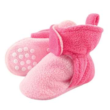 Luvable Friends baby girls Cozy Fleece Booties Slipper Sock, Light Pink Dark Pink, 0-6 Months Infant...