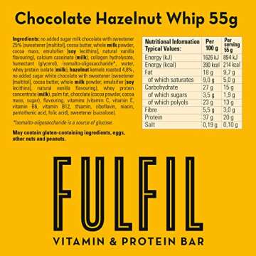 Fulfil Chocolate Hazelnut Whip 55g Protein Bar - 15 Pack