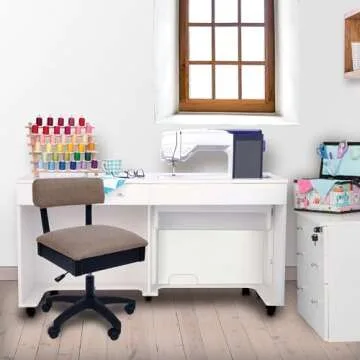 Arrow Sewing H8140 Adjustable Height Hydraulic Sewing and Craft Chair with Under Seat Storage and So...