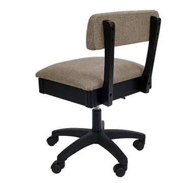 Arrow Sewing H8140 Adjustable Height Hydraulic Sewing and Craft Chair with Under Seat Storage and Solid Fabric, Princess Hazel Tan Fabric