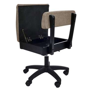Arrow Sewing H8140 Adjustable Height Hydraulic Sewing and Craft Chair with Under Seat Storage and Solid Fabric, Princess Hazel Tan Fabric