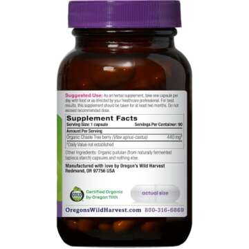 Oregon's Wild Harvest Non-GMO Chaste Tree Capsules,Organic Herbal Supplements, 90 Count