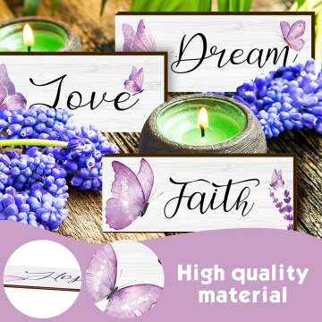 Butterfly Wall Art - 4-Piece Faith Hope Love Decor