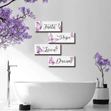 Butterfly Wall Art - 4-Piece Faith Hope Love Decor