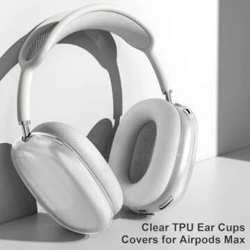 Case Cover for AirPods Max Headphones, Clear Soft TPU Earcup Cover for AirPods Max, Anti-Scratch Transparent Accessories Skin Protector for Apple AirPods Max New USB-C (2024), Clear