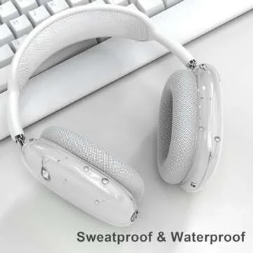 Case Cover for AirPods Max Headphones, Clear Soft TPU Earcup Cover for AirPods Max, Anti-Scratch Transparent Accessories Skin Protector for Apple AirPods Max New USB-C (2024), Clear