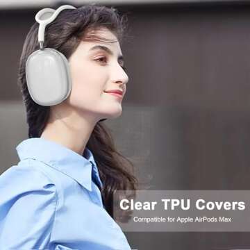 Case Cover for AirPods Max Headphones, Clear Soft TPU Earcup Cover for AirPods Max, Anti-Scratch Transparent Accessories Skin Protector for Apple AirPods Max New USB-C (2024), Clear