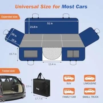 Tivray Dog Car Seat Cover for Back Seat, Back Seat Extender for Dogs with Hard Bottom Holds 330lbs Waterproof Back Seat Pet Cover for Dogs with Mesh Window, Dog Hammock for Car, Small Truck, SUV