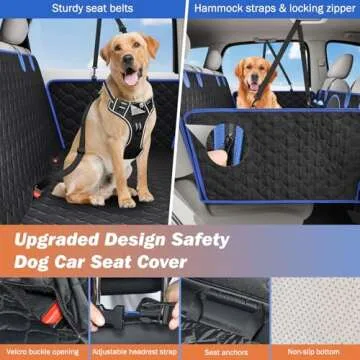 Tivray Dog Car Seat Cover for Back Seat, Back Seat Extender for Dogs with Hard Bottom Holds 330lbs Waterproof Back Seat Pet Cover for Dogs with Mesh Window, Dog Hammock for Car, Small Truck, SUV