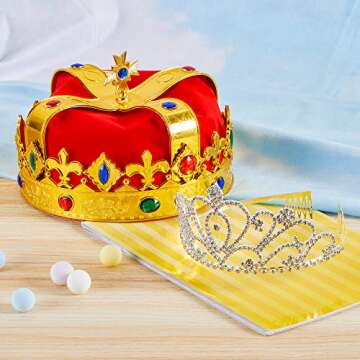 JOYIN 2 Pack Royal Crowns - King & Queen Costume Accessories for All Ages