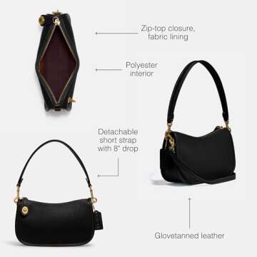 Coach The Coach Originals Glovetanned Leather Swinger, Black, One Size