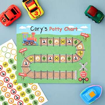 BLUE PANDA 50 Sheets Railroad Potty Training Chart for Toddlers Boys & Girls with 800 Train Stickers...