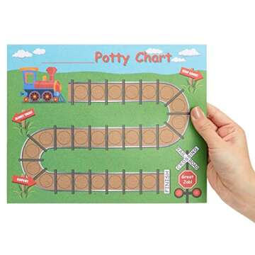 BLUE PANDA 50 Sheets Railroad Potty Training Chart for Toddlers Boys & Girls with 800 Train Stickers (10.3x8.3 in) - Potty Sticker Chart