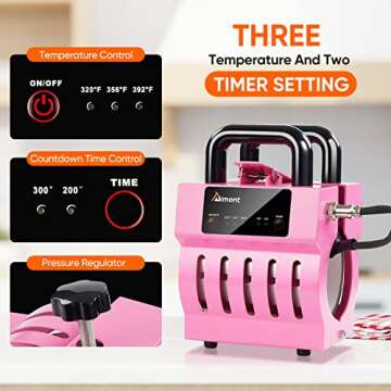 Aiment Mug Heat Press Machine, 11oz-15oz Coffee Ceramic Mugs DIY Skinny Straight Tumbler Press with Heat Resistant Tape, Gloves, Pink