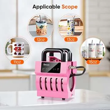Aiment Mug Heat Press Machine, 11oz-15oz Coffee Ceramic Mugs DIY Skinny Straight Tumbler Press with Heat Resistant Tape, Gloves, Pink