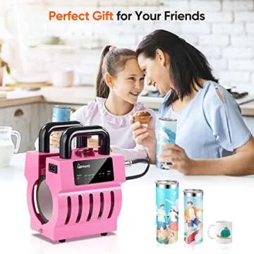 Aiment Mug Heat Press Machine, 11oz-15oz Coffee Ceramic Mugs DIY Skinny Straight Tumbler Press with Heat Resistant Tape, Gloves, Pink