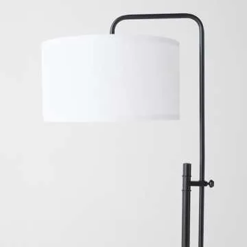 Brightech Leo Mid-Century Modern Standing Lamp for Bedroom, Contemporary Lamp for Living Rooms & Offices, Tall Lamp with Heavy Base, LED Floor Lamp, Great Living Room Décor - Black