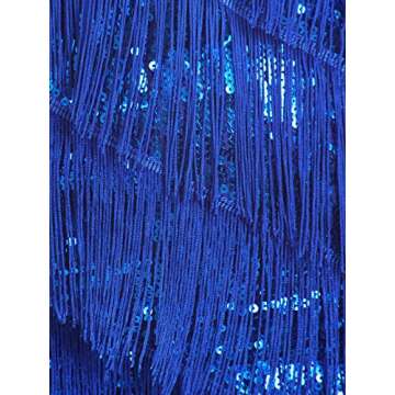 Anna-Kaci Womens Fringe Sequin Strap Backless 1920s Flapper Party Mini Dress,Blue,Medium