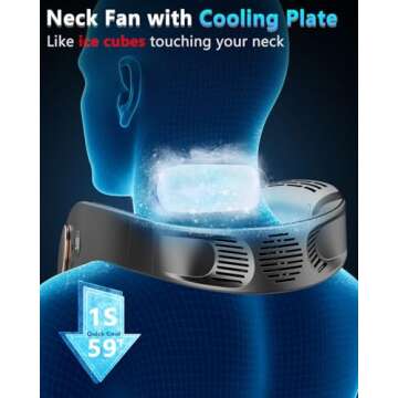QMKKX Neck Fan with Cooling Plate,5500mAh Neck Fans that Blow Cold Air Rechargeable Battery Operated...