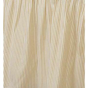 Cozy Line Home Fashions Farmhouse Ticking Cream Ivory Cotton Striped Ruffled Bed Skirt Dust Ruffle, ...