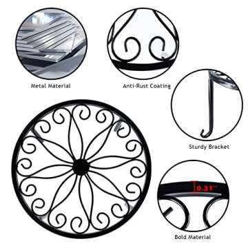 Wtiujhg Metal Plant Stand for Indoor Plants, Heavy Duty Potted Holder, Outdoor Flower Stand Outdoor Patio Durable Rustproof Iron Garden Plant Container for Planter (B-Black-3PCS)