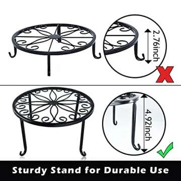 Wtiujhg Metal Plant Stand for Indoor Plants, Heavy Duty Potted Holder, Outdoor Flower Stand Outdoor Patio Durable Rustproof Iron Garden Plant Container for Planter (B-Black-3PCS)