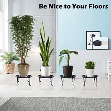Wtiujhg Metal Plant Stand for Indoor Plants, Heavy Duty Potted Holder, Outdoor Flower Stand Outdoor Patio Durable Rustproof Iron Garden Plant Container for Planter (B-Black-3PCS)