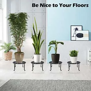 Wtiujhg Metal Plant Stand for Indoor Plants, Heavy Duty Potted Holder, Outdoor Flower Stand Outdoor Patio Durable Rustproof Iron Garden Plant Container for Planter (B-Black-3PCS)