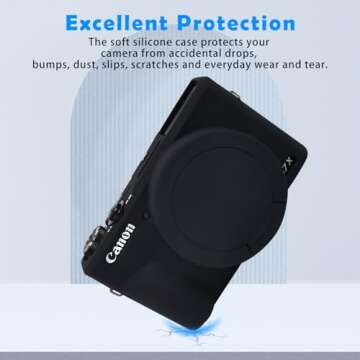 Easy Hood Case for Canon Powershot G7 X Mark III Digital Camera, Soft Silicone Protective Cover with Button Marker Removable Lens Cover for Canon Powershot G7X Mark III DSLR Camera Black
