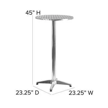 Flash Furniture 23.25" Round Aluminum Indoor/Outdoor Bar Height Table with Flip-Up Top, Heavy-Duty Aluminum Flip-Up Top Cocktail Table, Silver