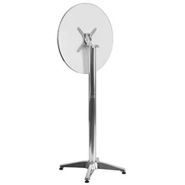 Flash Furniture 23.25" Round Aluminum Indoor/Outdoor Bar Height Table with Flip-Up Top, Heavy-Duty Aluminum Flip-Up Top Cocktail Table, Silver