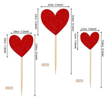 30 PCS Heart Cupcake Toppers Glitter Sweet Love Theme Cupcake Picks Wedding Engagement Bridal Shower...