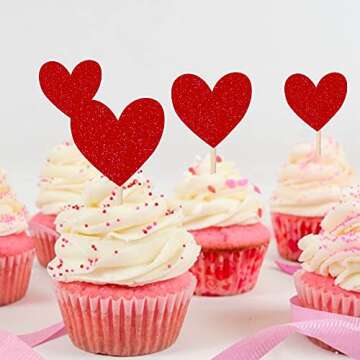 30 PCS Heart Cupcake Toppers for All Occasions