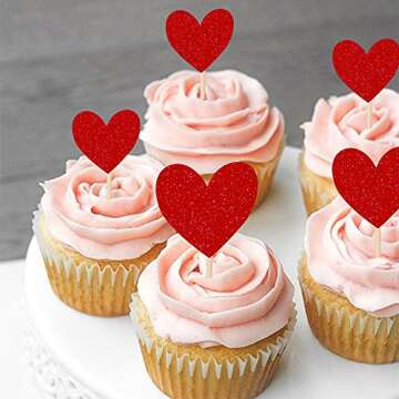 30 PCS Heart Cupcake Toppers for All Occasions