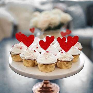 30 PCS Heart Cupcake Toppers for All Occasions
