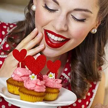 30 PCS Heart Cupcake Toppers for All Occasions