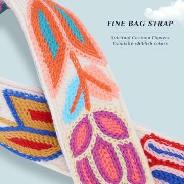 chushui Knit Purse Strap,Replacement Crossbody Wide Adjustable Strap for Bag Handbag,Beige Shoulder Strap - Cartoon Flower