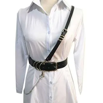 Fashion Black Faux Leather Harness Waist Body Belt for Women