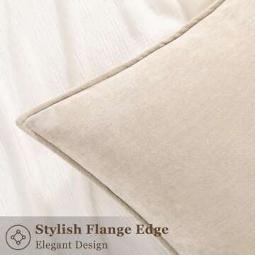 Soft Chenille Spring Throw Pillow Covers - Set of 2 Beige