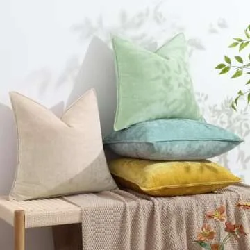 Soft Chenille Spring Throw Pillow Covers - Set of 2 Beige