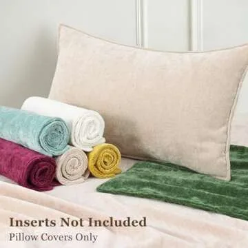 Soft Chenille Spring Throw Pillow Covers - Set of 2 Beige