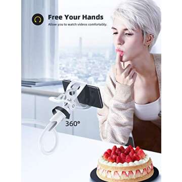 Lamicall Phone Holder, Gooseneck Mount, Compatible with 4-7'' Smartphones and Desktops, Adjustable Arm and Non-Slip Base, Easy to Install and Use