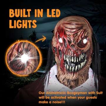 JOYIN Halloween Animatronics Standing Zombie with Suit, 7.5ft Giant Halloween Decorations Scary Prop with Motion & Light & Sound (Sound Sensor), Animated Decor for Outdoor Graveyard lawn Haunted House