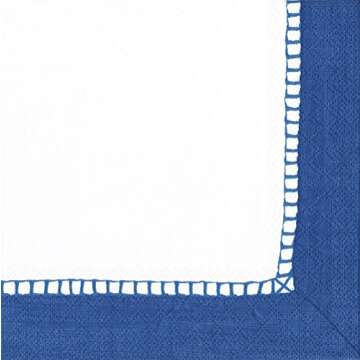 Entertaining with Caspari Cocktail Napkin, Linen Marine Blue, Box of 40