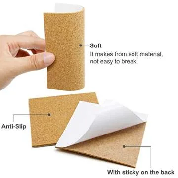 Blisstime 100 Pcs Self-Adhesive Cork Sheets 4"x 4" for DIY Coasters, Cork Board Squares, Cork Tiles, Cork Mat, Mini Wall Cork Board with Strong Adhesive-Backed