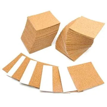 Blisstime 100 Pcs Self-Adhesive Cork Sheets 4"x 4" for DIY Coasters, Cork Board Squares, Cork Tiles, Cork Mat, Mini Wall Cork Board with Strong Adhesive-Backed